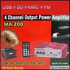 Hight power Remote Control 4 CH 41W Power AMP Amplifier MP3/SD USB+SD 