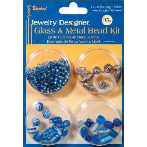  Jewelry Designer Glass & Metal Bead Kit 35 Grams Blue 