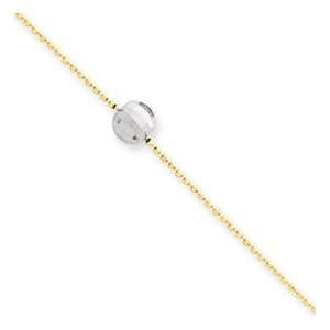  14k Two tone Gold Mirror Beaded Anklet: Jewelry