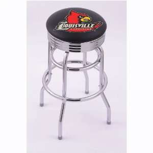 Louisville Cardinals 25 Double Ring Swivel Bar Stool with 2.5 Ribbed 