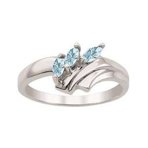  Blue Topaz Birthstone Curve Ring Jewelry