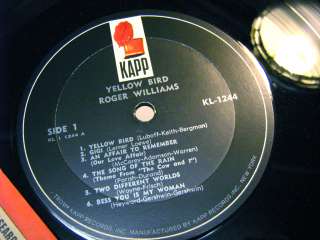 Roger Williams LP Yellow Bird AUTOGRAPHED SIGNED 1960s Pop Piano Kapp 