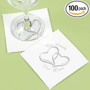  100 Paper Wedding Coasters   Two Hearts One Love Style 