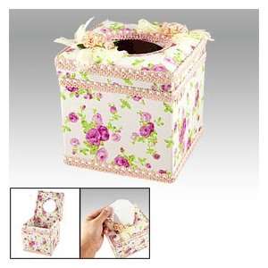   Pink Floral Square Tissue Box Paper Roll Container