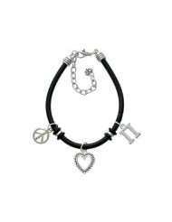 Greek Letter Pi   Black Peace Love Charm Bracelet [Jewelry]