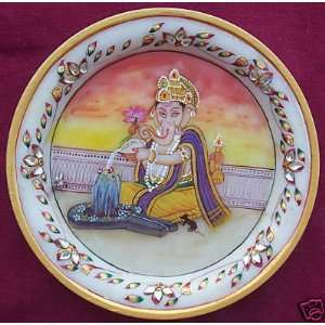   Offering water to Shiva, Painting on Marble Plate 