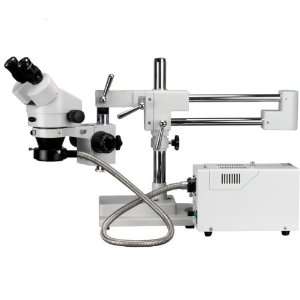   90x Stereo Boom Zoom Microscope with Fiber Optic Dual Ring Illuminator