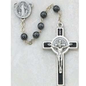  St. Benedict Rosary, 6mm Bead, Hematite 