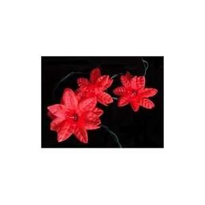  Set of 35 Red Poinsettia Holiday Flower Christmas Lights 
