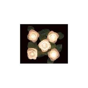   Clear Victorian Rose Flower Christmas Lights   Green W