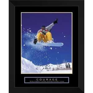   Motivational FRAMED Art 26x32 Courage   Snowboarder Home & Kitchen