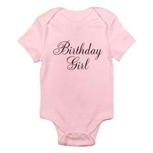  Birthday Girl Black Script First Birthday Pink Baby Onesie Shirt 