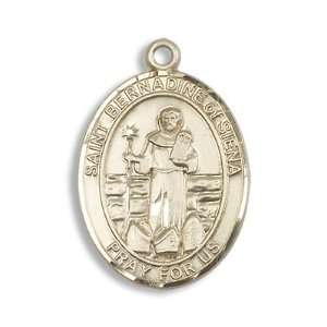  St. Bernadine of Sienna Large 14kt Gold Medal Jewelry