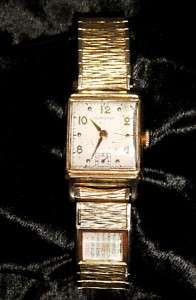 1950s HAMILTON DATE BAND WRIST WATCH / GOLD FILLED / MID CENTURY 