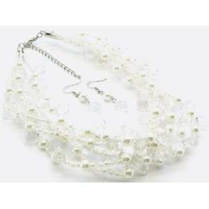   Crystal Beads Twisted Multi strands Beads Necklace 