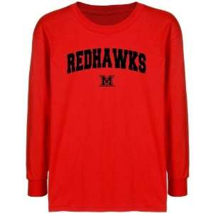   University RedHawks Youth Red Logo Arch T shirt : Sports & Outdoors