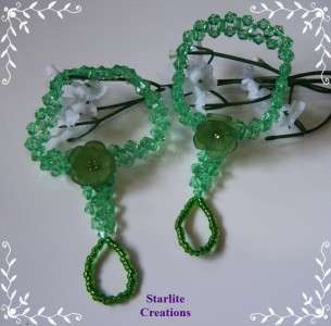 Baby Barefoot Sandals Green Weave Christening ~ Naming Day 
