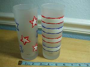   Designs France Red, White and Blue Frosted Highball Glasses set of 2