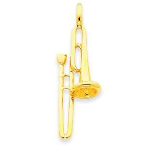  14k Yellow Gold Trombone Charm Jewelry