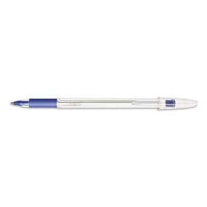  BIC® Cristal Grip Stick Ballpoint Pen, Clear Barrel, Blue 