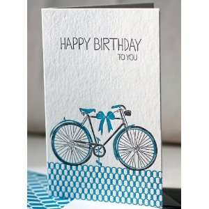  bicyclette letterpress birthday greeting card *NEW 