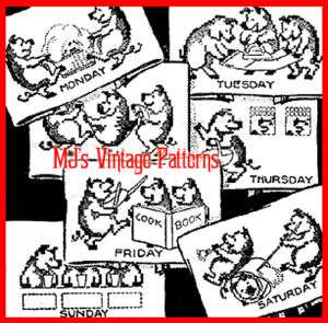 Vintage Embroidery Pattern ~ Three Little Pigs DOW  