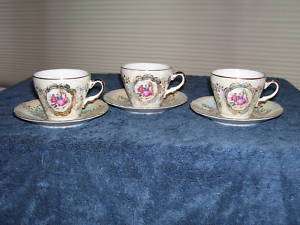 Three (3) TEA CUP & SAUCER Japan A A Importing St Louis  