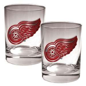  Detroit Red Wings 2pc Rocks Glass Set