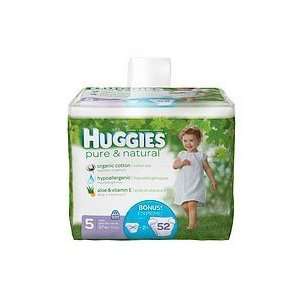  Huggies Pure & Natural Bonus Big Pack Diapers Size 5 52ct 