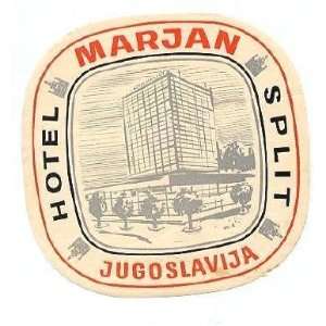    Hotel Split Luggage Label Marjan Jugoslavia 