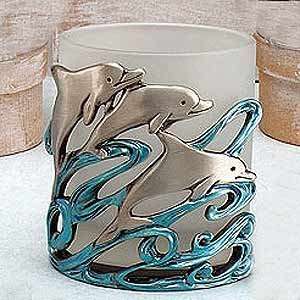 New Dolphin W/ Waves Candle Holder With Stand Tealight  