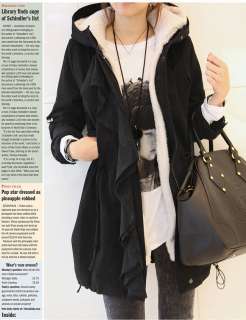 CASUAL FRILL PLACKET THICKEN HOODED DOUBLE POCKET COAT 1988  