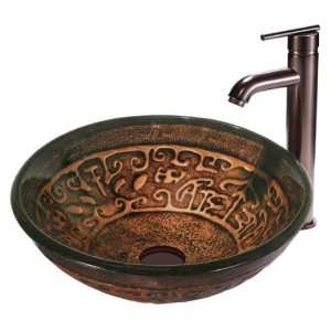  Vigo Copper Mosaic Glass Vessel Sink and Faucet Set: Home 