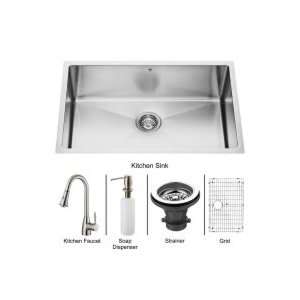  Vigo Industries Farmhouse Kitchen Sink, Faucet, Colander, Grid 
