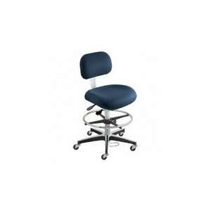   Navy Blue ESD Cloth Chair, Aluminum Base, Footring: Office Products