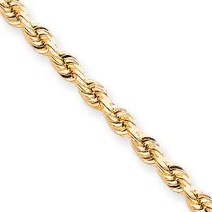   : 5mm, 10 Karat Yellow Gold, Diamond Cut Rope Chain   9 inch: Jewelry