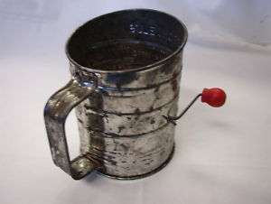 VINTAGE BROMWELLS 3 cup MEASURING SIFTER / RED HANDLE  