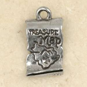 PIRATE TREASURE MAP Sterling Silver Plated Pewter Charm:  