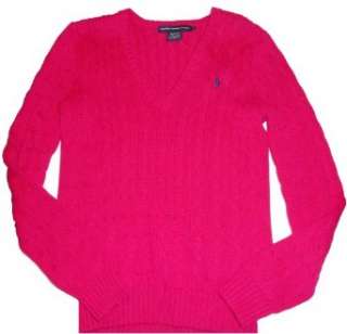   : Womens Ralph Lauren Sport V Neck Sweater Pink Size Large: Clothing
