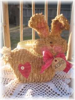   VALENTINE BUNNY SITTER*CHENILLE*LOVE*RAGGEDY*GracieLouOriginals  