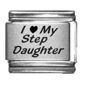  I Heart my Step Daughter Laser Etched Italian Charm 
