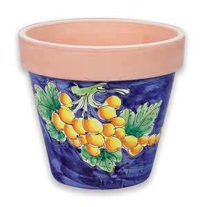   Handmade Medium Flowerpot with Grapes From Italy Patio, Lawn & Garden