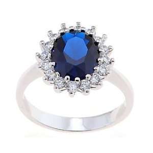   Cttw Cubic Zirconia Sapphire Princess Diana Royal Ring: Jewelry