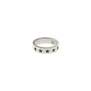   America Silver Tone Black Star Stackable Ring Size 7 