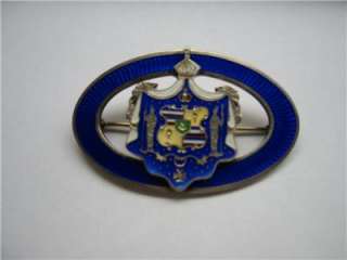 hawaiian old enamel champleve sterling hawaii coat of arms pin  