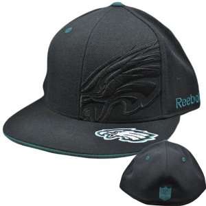 NFL Philadelphia Eagles Flat Bill Black Teal Fitted 7 3/4 Wool Hat Cap 