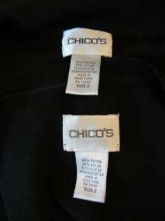 Chicos size 2 L 10 12 Black Twinset Shell Zip Cardigan Sweater Rayon 