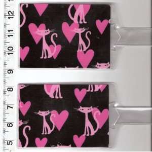  Set of 2 Luggage Tags Made with Bling Kitty Cat Fabric 