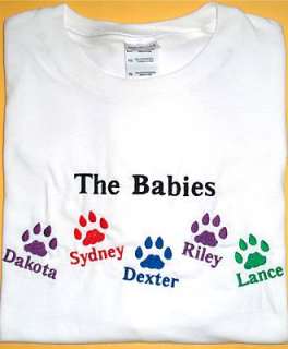 Personalized DOG CAT PET Pet Names Paws Mommy Mom Shirt  