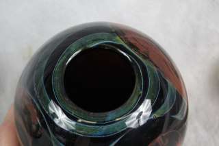 L373 AMERICAN HAND BLOWN 1980s 1990s PULLED STUDIO ART GLASS VASES ONE 